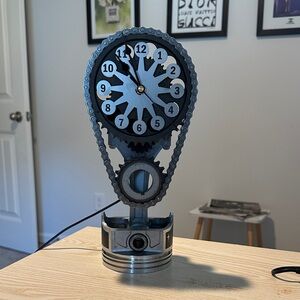 Steampunk Industrial Gear Clock - Black and Silver